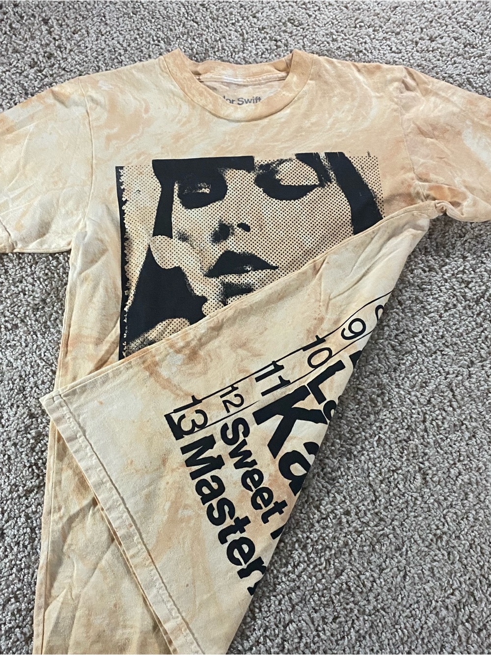 Taylor Swift Midnights Small Limited Cream Tie-Dye Short Sleeve Graphic Tee